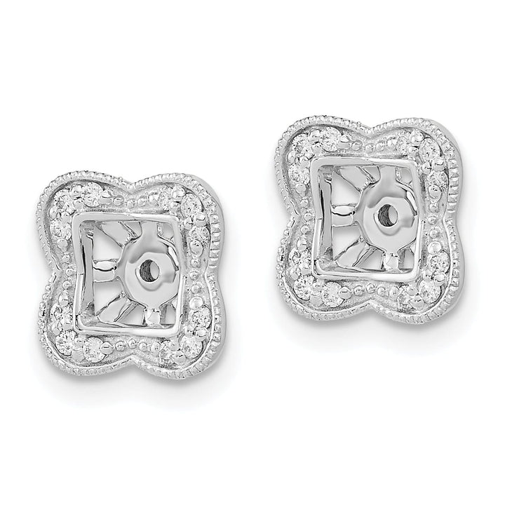 14k White Gold 1/8 CT Diamond Fancy Square Earring Jackets