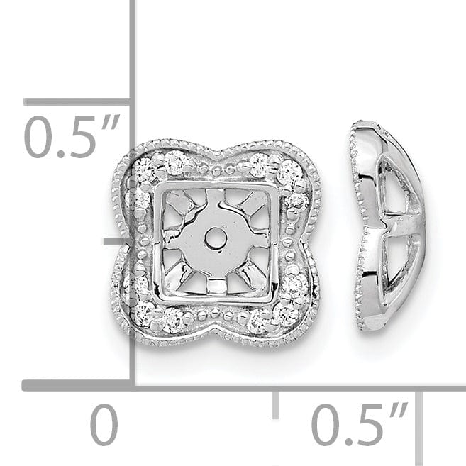 14k White Gold 1/8 CT Diamond Fancy Square Earring Jackets