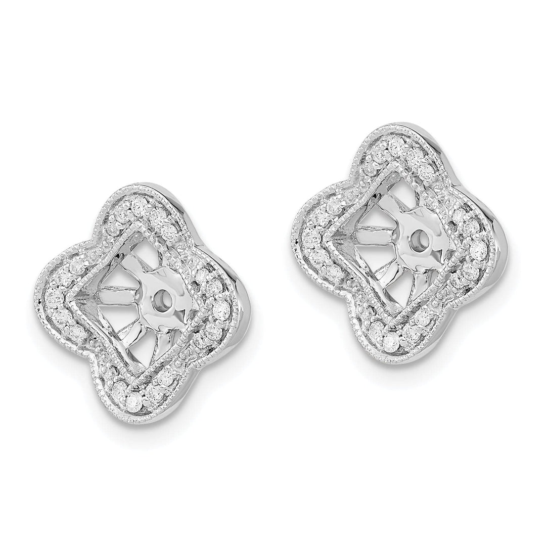 14k White Gold 1/5 CT Diamond Fancy Square Earring Jackets