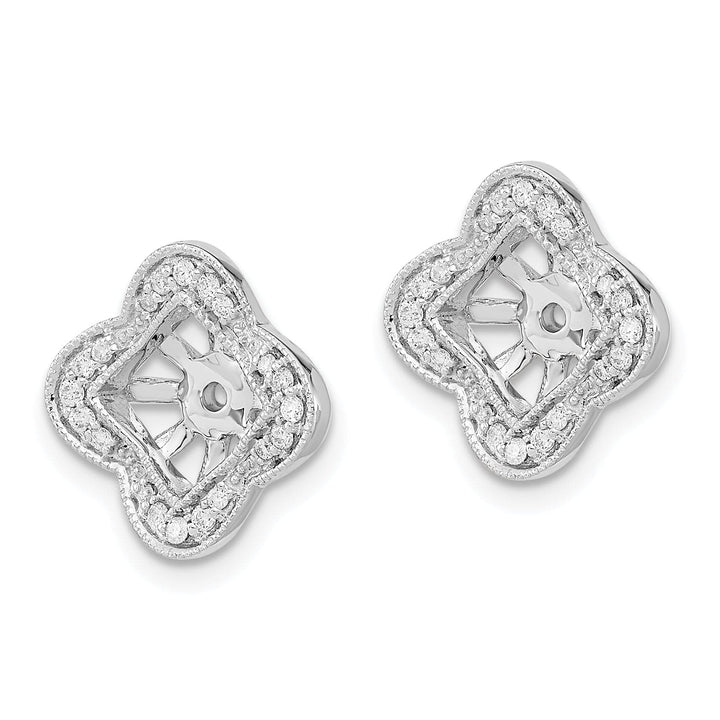 14k White Gold 1/5 CT Diamond Fancy Square Earring Jackets