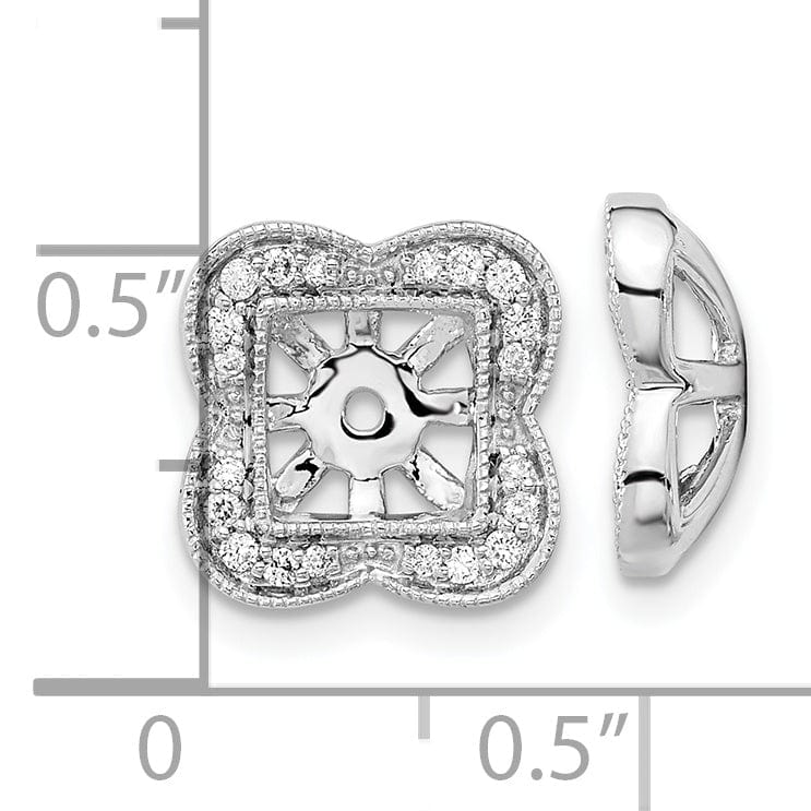 14k White Gold 1/5 CT Diamond Fancy Square Earring Jackets