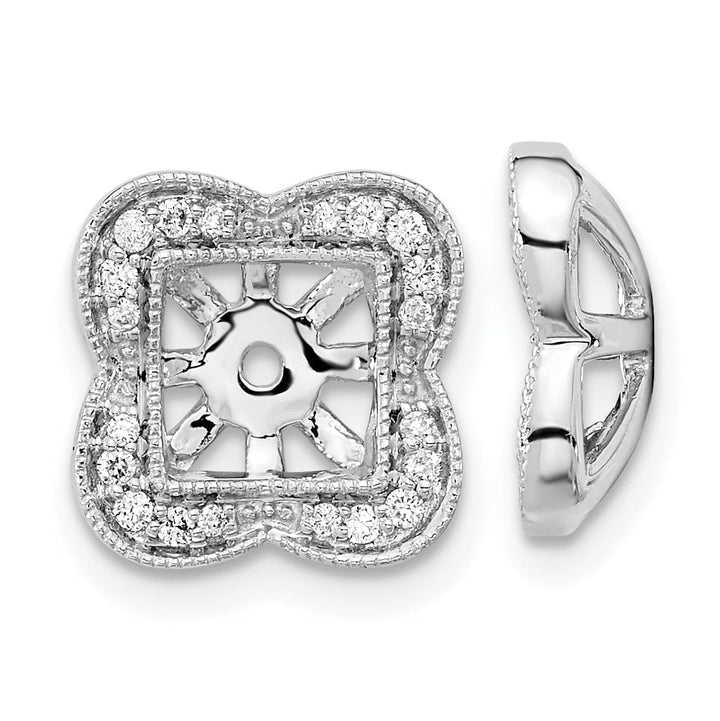 14k White Gold 1/5 CT Diamond Fancy Square Earring Jackets