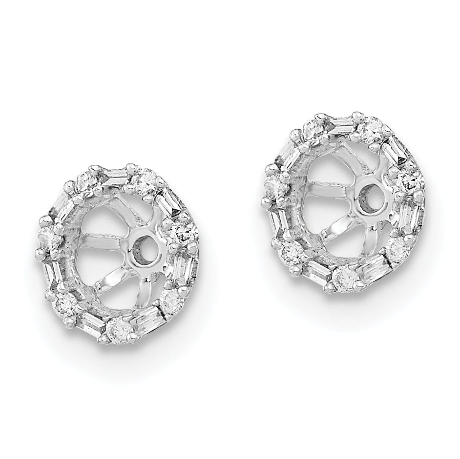 14k White Gold 1/10 CT Diamond Cluster Circle Design Earring Jackets