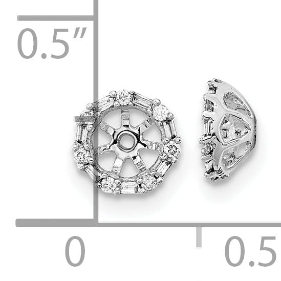 14k White Gold 1/10 CT Diamond Cluster Circle Design Earring Jackets