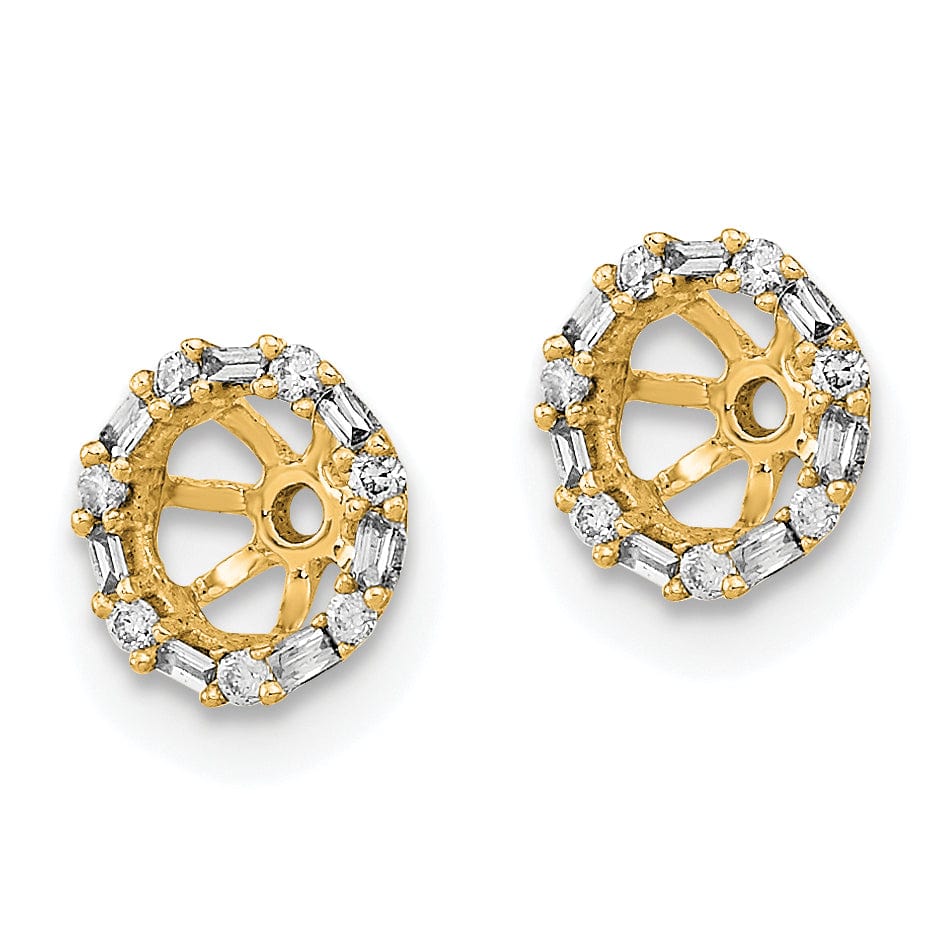 14k Yellow Gold 1/10 CT Cluster Diamond Circle Earring Jackets