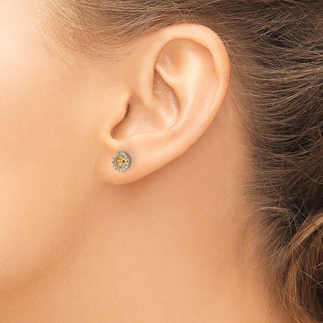 14k Yellow Gold 1/10 CT Cluster Diamond Circle Earring Jackets