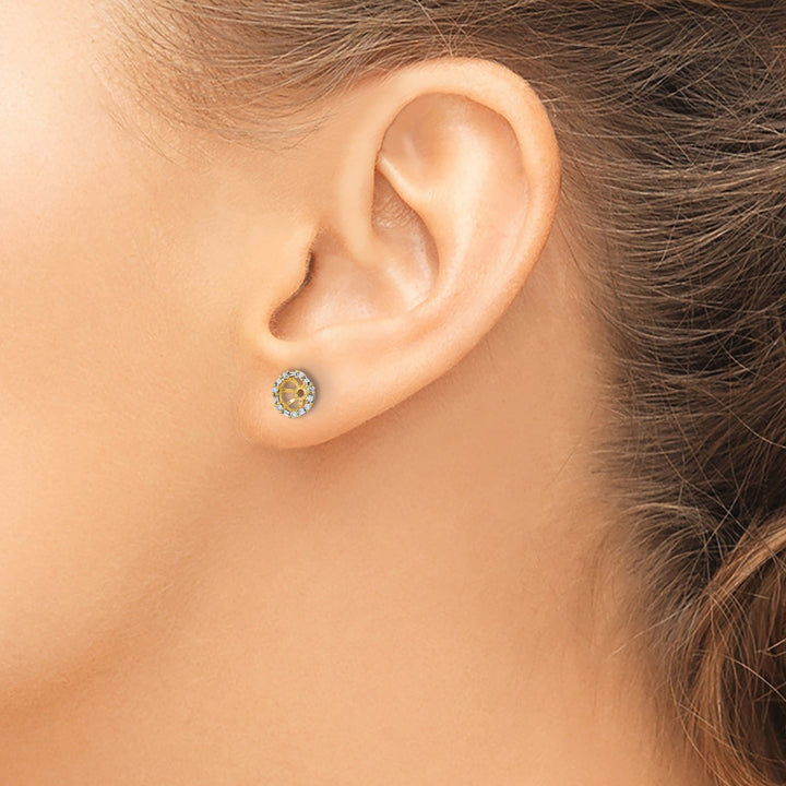 14k Yellow Gold 1/10 CT Cluster Diamond Circle Earring Jackets