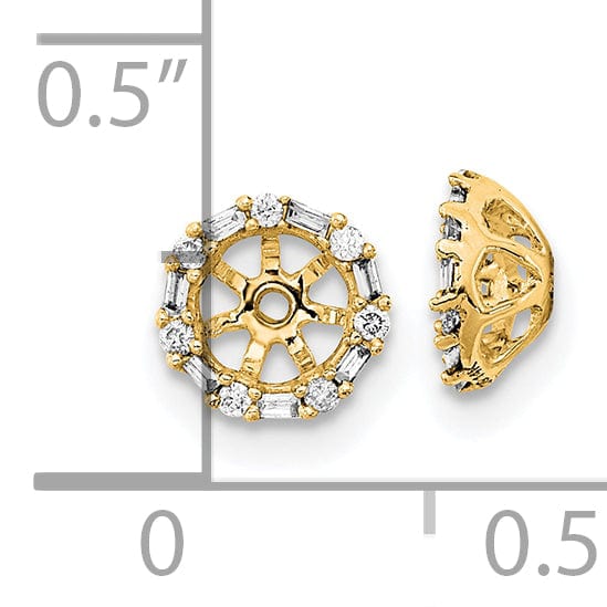 14k Yellow Gold 1/10 CT Cluster Diamond Circle Earring Jackets