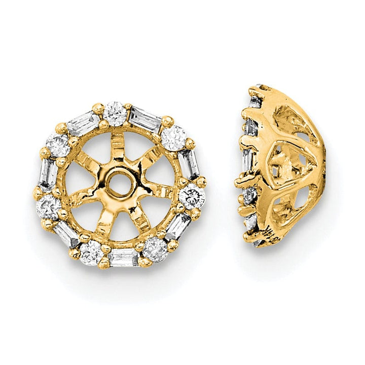 14k Yellow Gold 1/10 CT Cluster Diamond Circle Earring Jackets