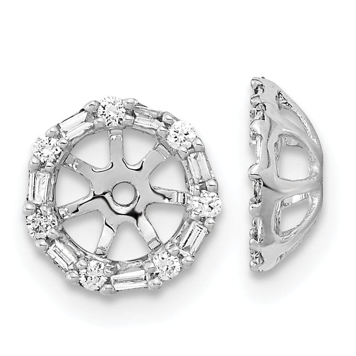 14k White Gold 1/5 CT Cluster Diamond Circle Earring Jackets