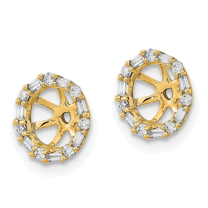 14k Yellow Gold 1/5 CT Diamond Cluster Circle Earring Jackets