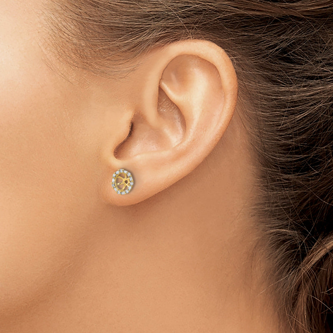 14k Yellow Gold 1/5 CT Diamond Cluster Circle Earring Jackets