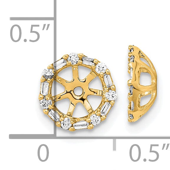 14k Yellow Gold 1/5 CT Diamond Cluster Circle Earring Jackets