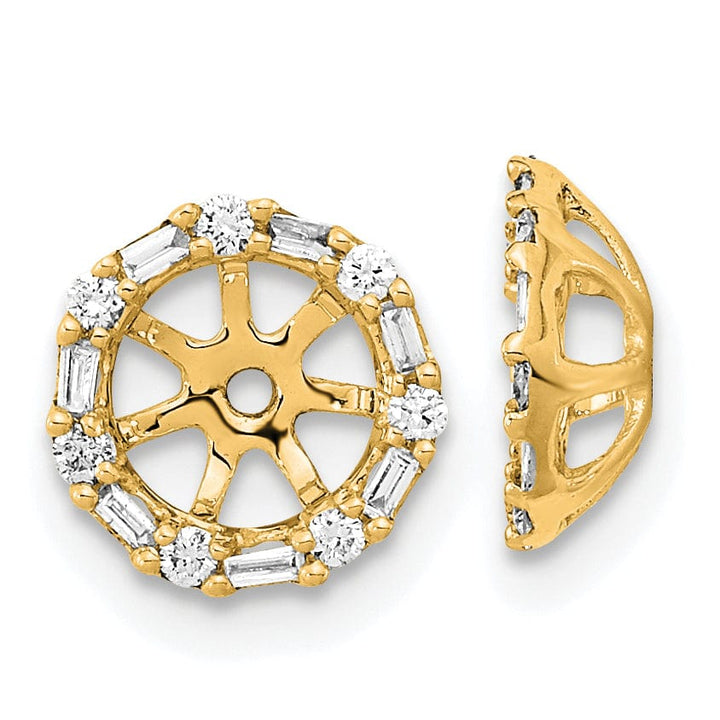 14k Yellow Gold 1/5 CT Diamond Cluster Circle Earring Jackets