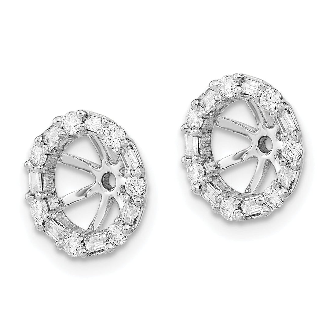 14k White Gold 1/3 CT Cluster Diamond Circle Earring Jackets