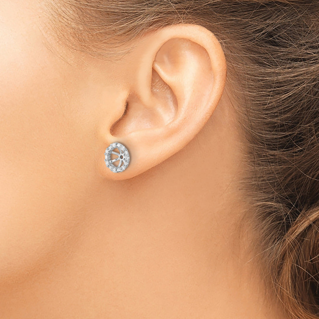 14k White Gold 1/3 CT Cluster Diamond Circle Earring Jackets