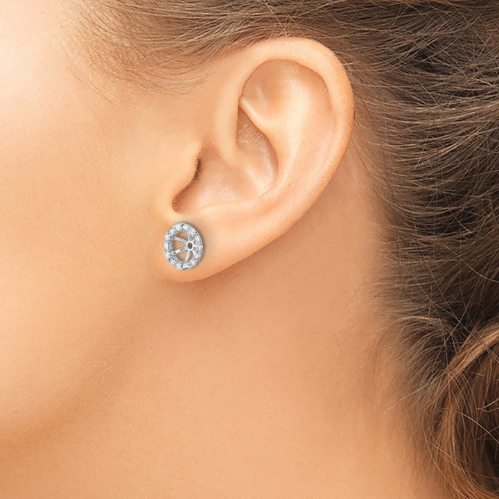 14k White Gold 1/3 CT Cluster Diamond Circle Earring Jackets