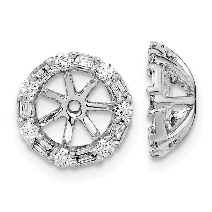 14k White Gold 1/3 CT Cluster Diamond Circle Earring Jackets