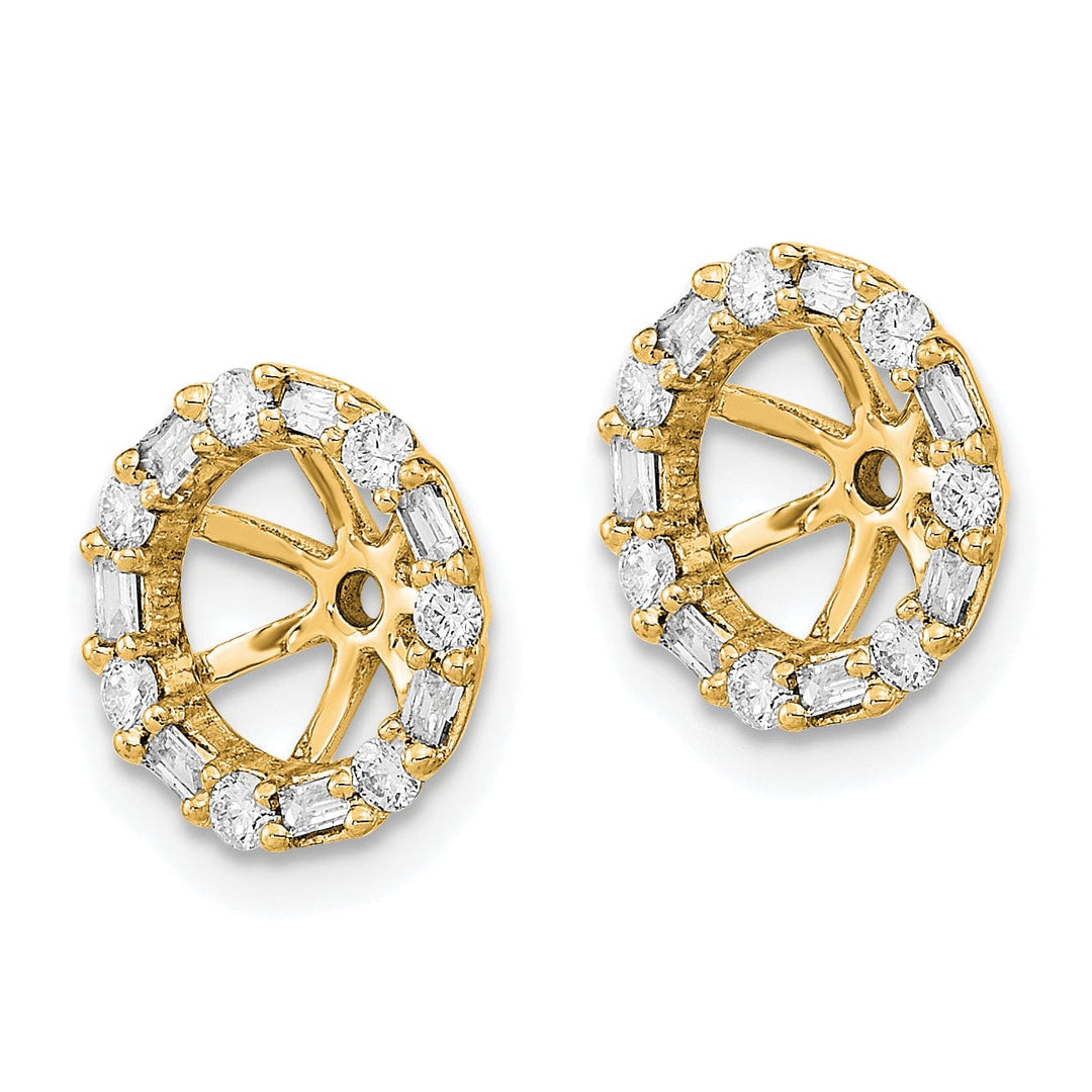14k Yellow Gold 1/3 CT Cluster Diamond Circle Earring Jackets