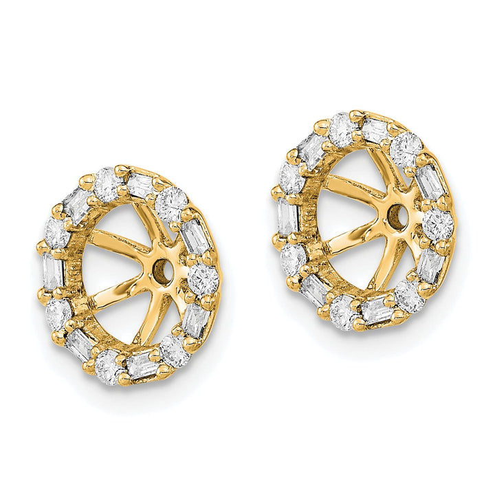 14k Yellow Gold 1/3 CT Cluster Diamond Circle Earring Jackets