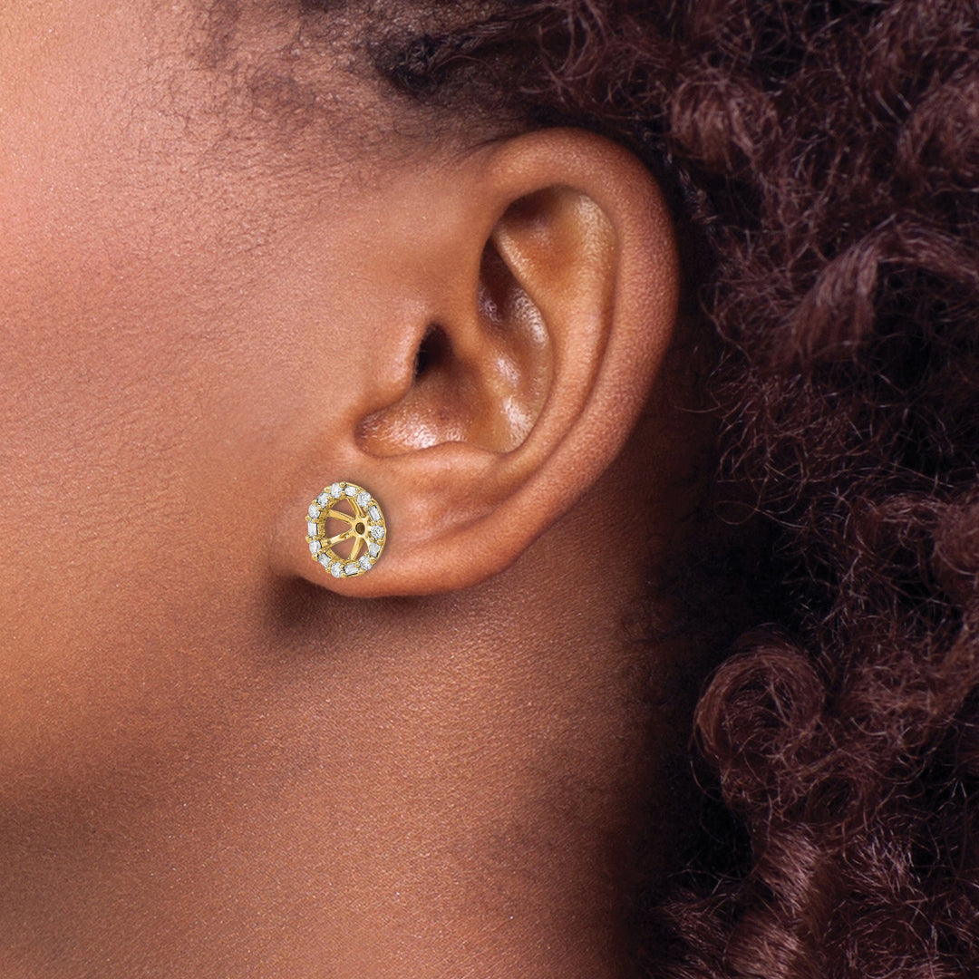 14k Yellow Gold 1/3 CT Cluster Diamond Circle Earring Jackets