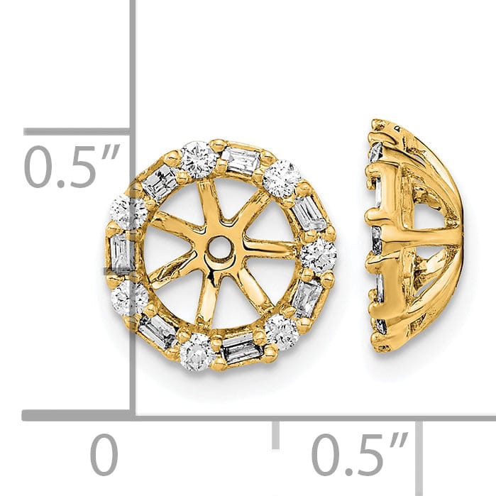 14k Yellow Gold 1/3 CT Cluster Diamond Circle Earring Jackets