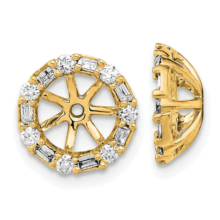14k Yellow Gold 1/3 CT Cluster Diamond Circle Earring Jackets