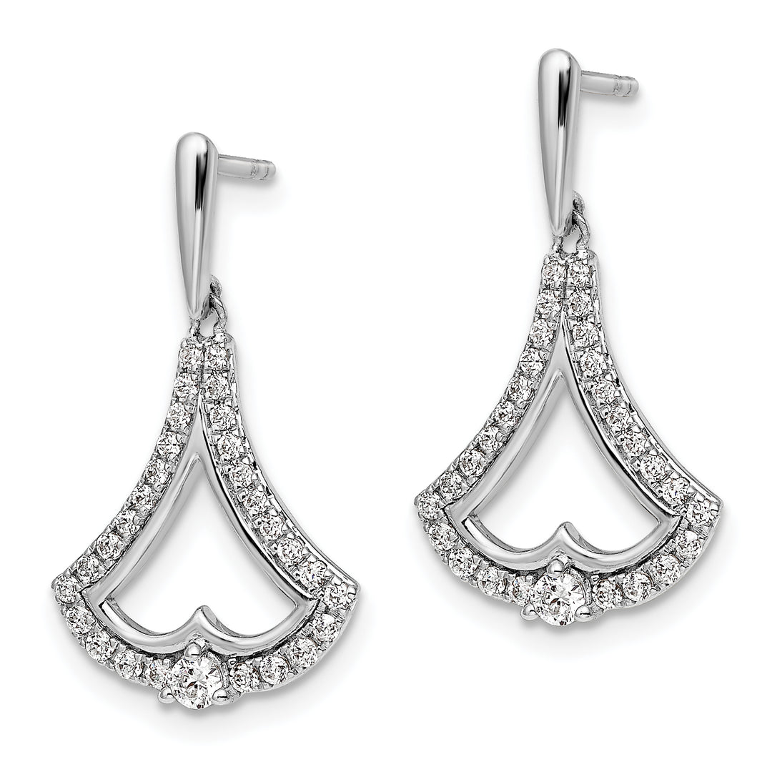 14k White Gold 1/2 CT Diamond Post Dangle Design Earrings