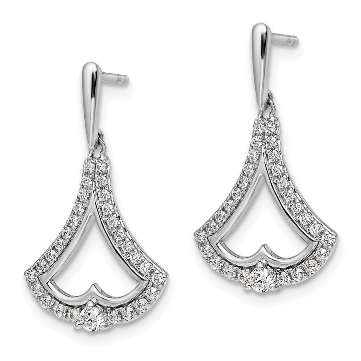 14k White Gold 1/2 CT Diamond Post Dangle Design Earrings