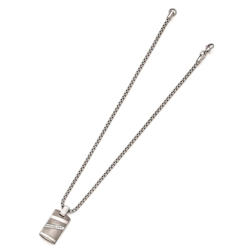 Sterling Silver .18ctw Diamond w/ Bezel Neck 20 inch Necklace