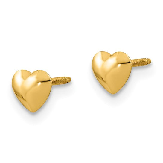 14k Yellow Gold Madi K Heart Screwback Earrings