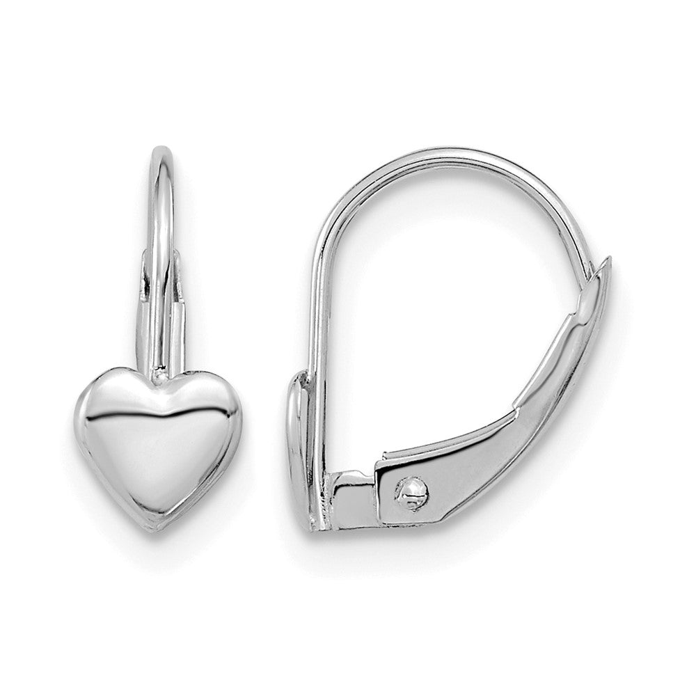 14K White Gold Madi K 5.00mm Heart Leverback Earrings, view 1 of 5