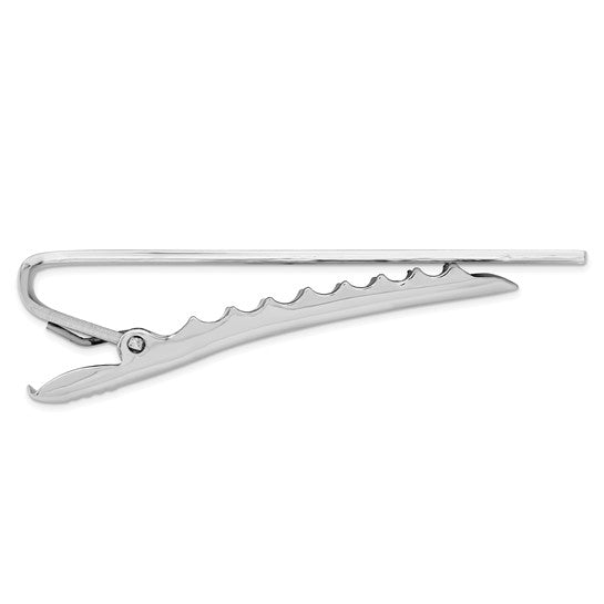 White Rhodium Gold Plated Satin Finish Tie Bar