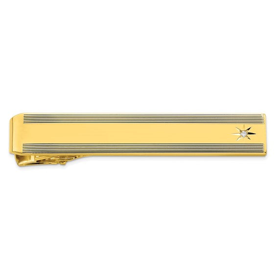 Yellow Gold Plated .01 Carat Diamond Tie Bar