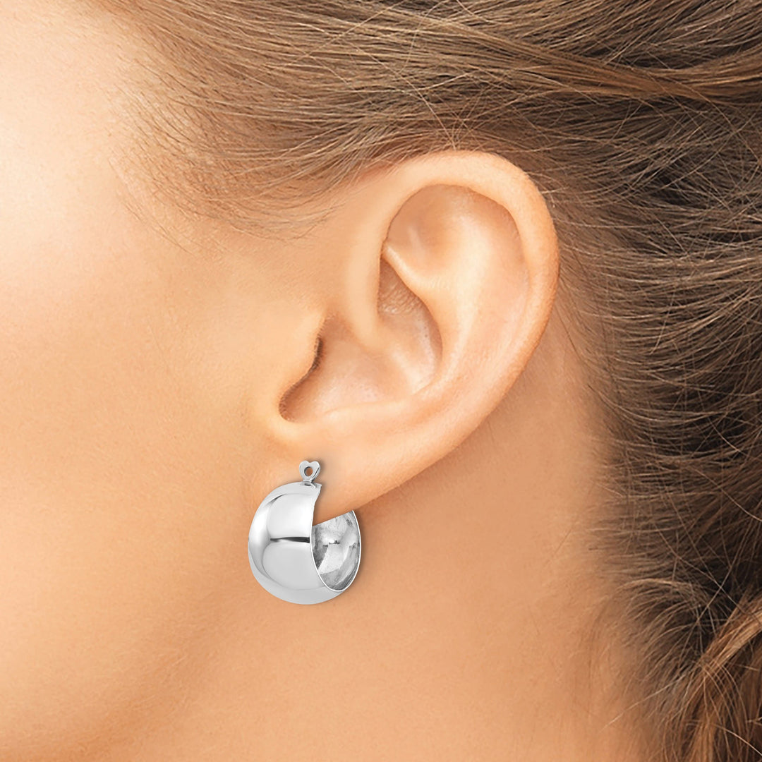 14k White Gold Polished Wide Tapered Hoop Earring Jackets