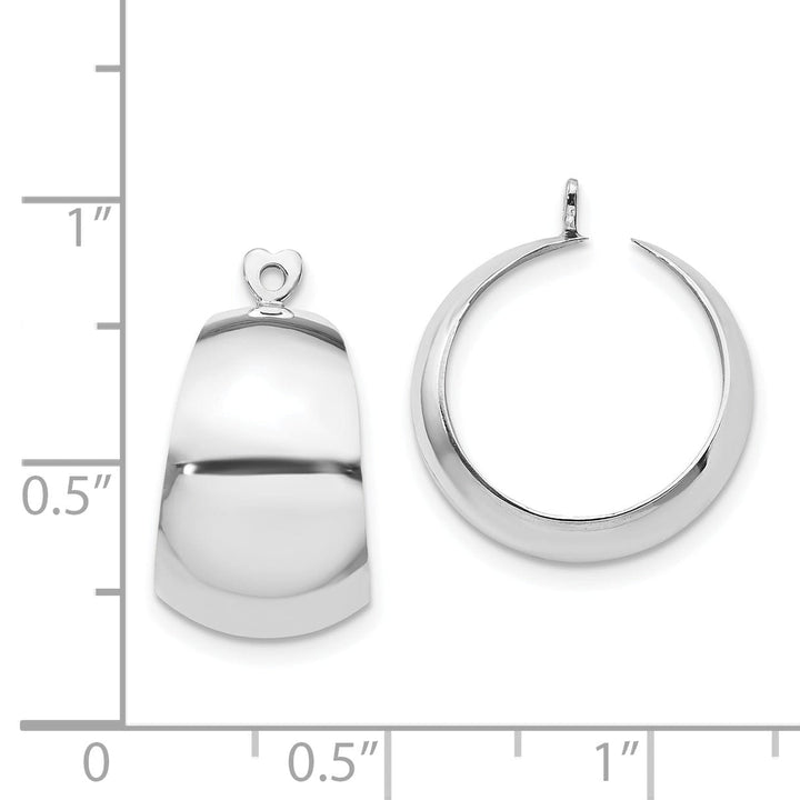 14k White Gold Polished Wide Tapered Hoop Earring Jackets