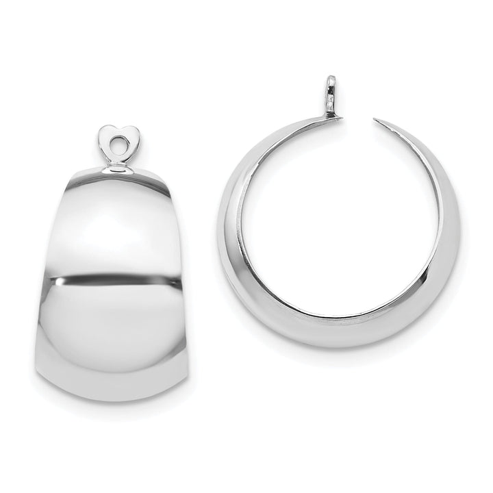14k White Gold Polished Wide Tapered Hoop Earring Jackets