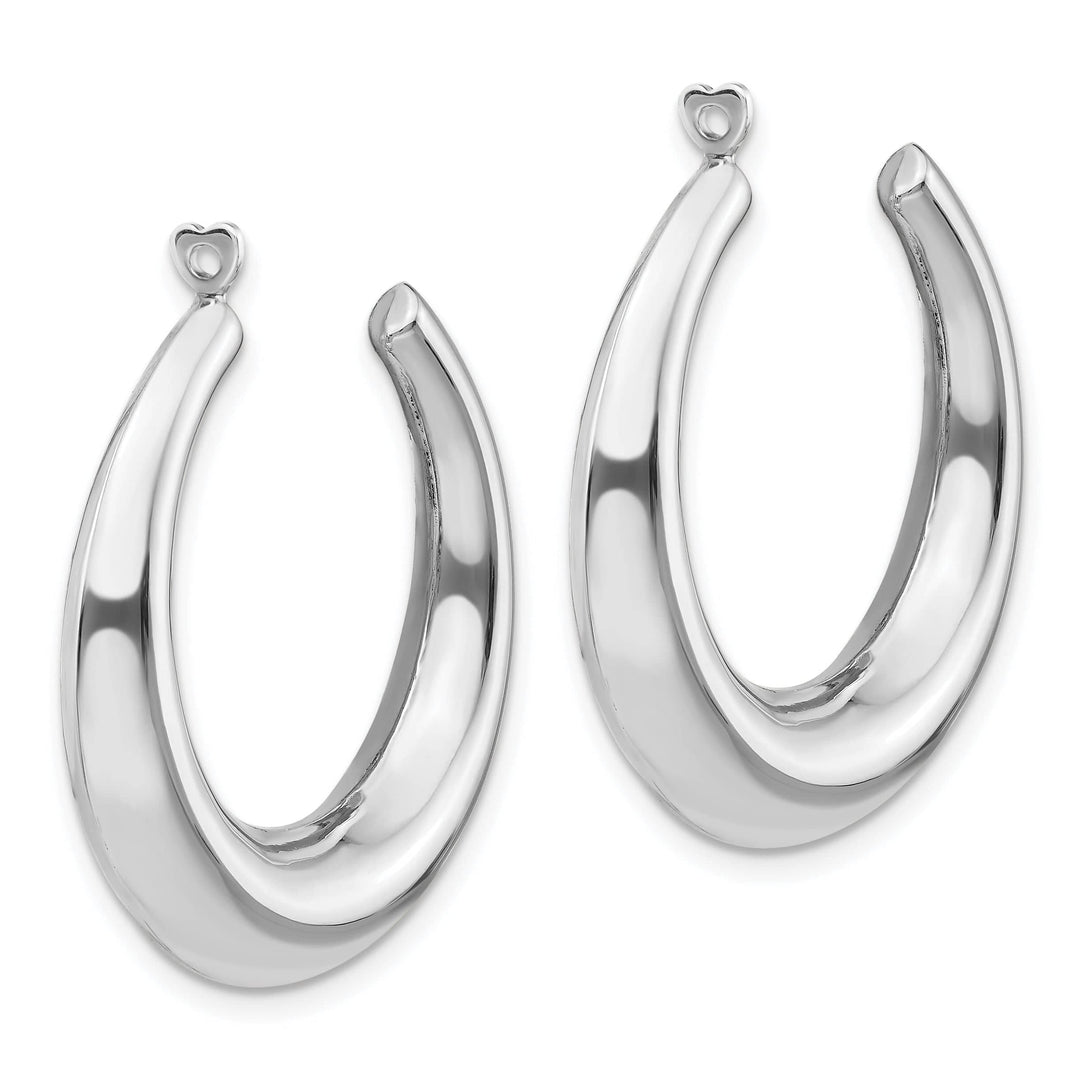 14k White Gold Polished Finish Hoop Design Earring Jackets