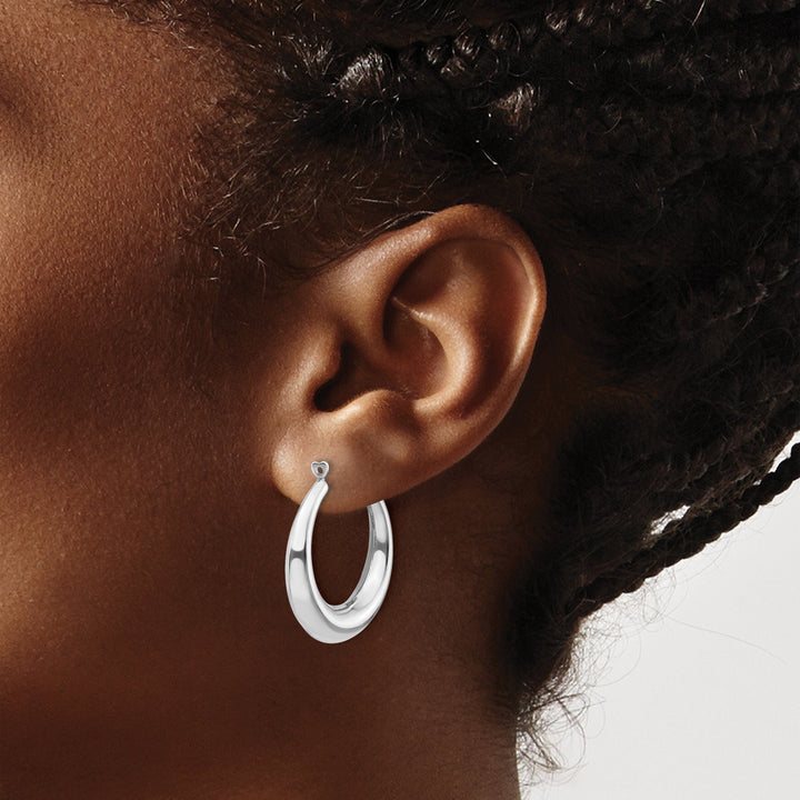 14k White Gold Polished Finish Hoop Design Earring Jackets