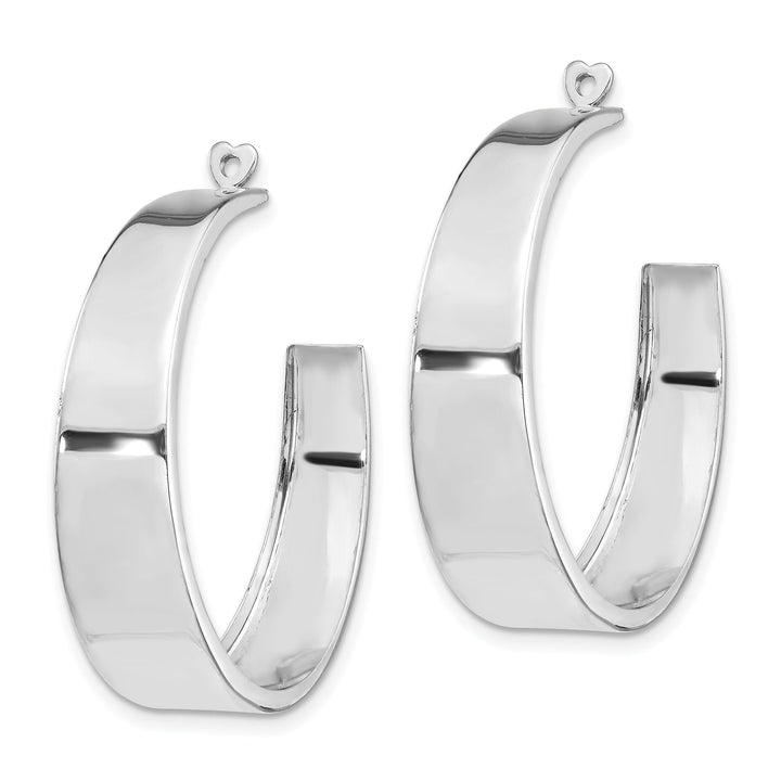 14k White Gold Polished Tapered Hoop Earring Jackets