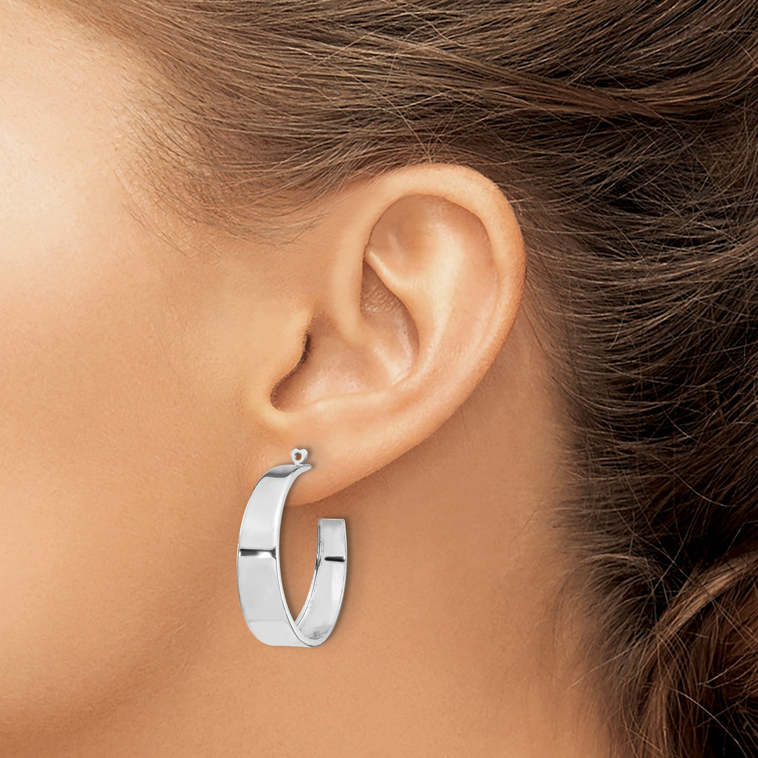 14k White Gold Polished Tapered Hoop Earring Jackets