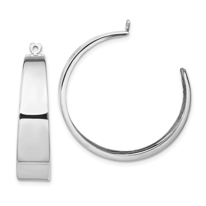 14k White Gold Polished Tapered Hoop Earring Jackets