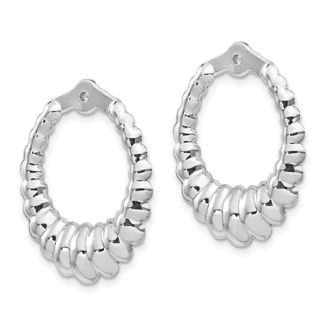 14k White Gold Scalloped Stlye Hoop Earring Jackets