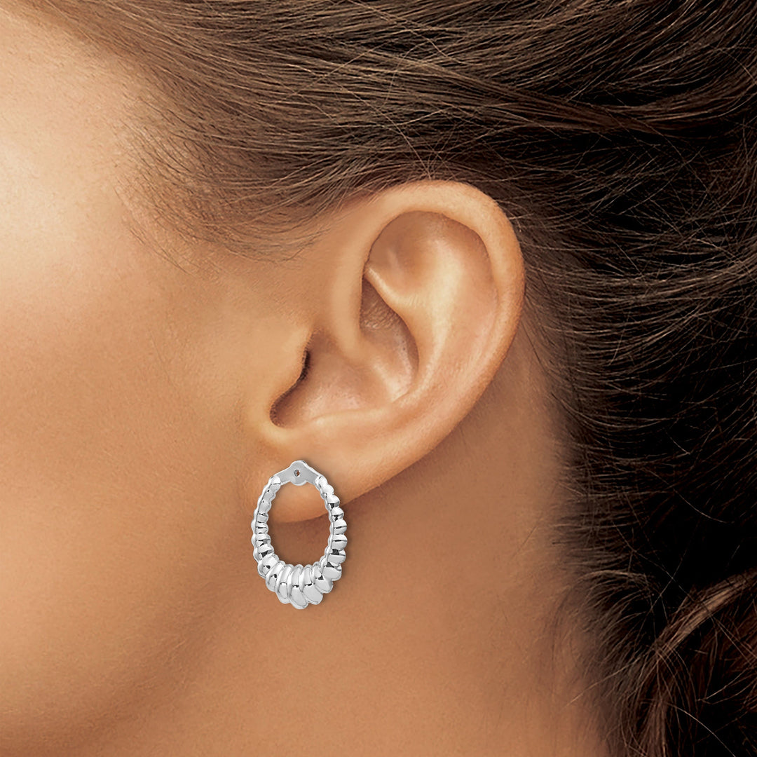 14k White Gold Scalloped Stlye Hoop Earring Jackets