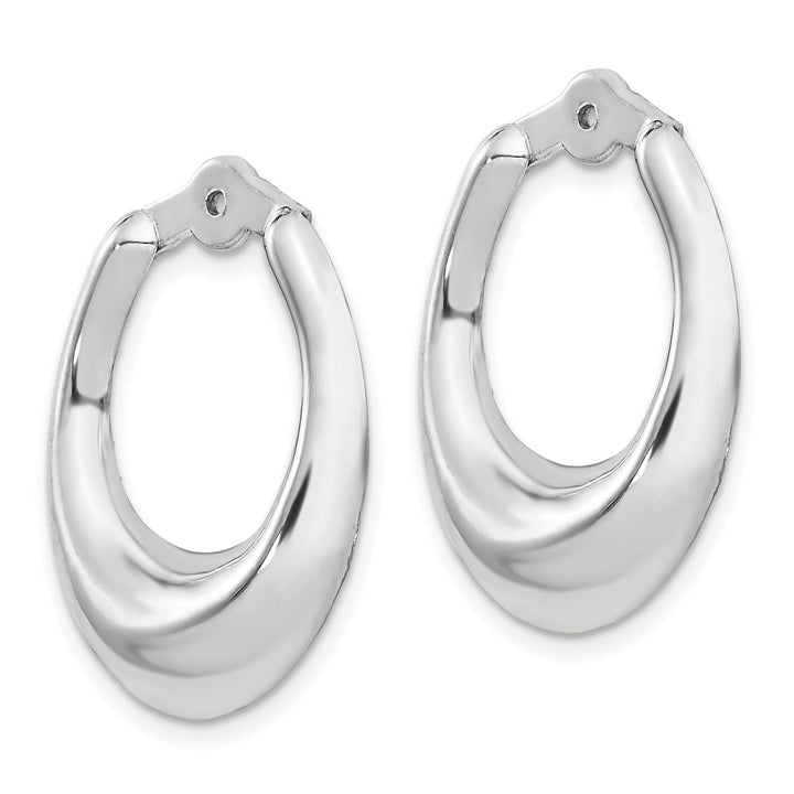 14k White Gold Plain Polished Hoop Earring Jackets