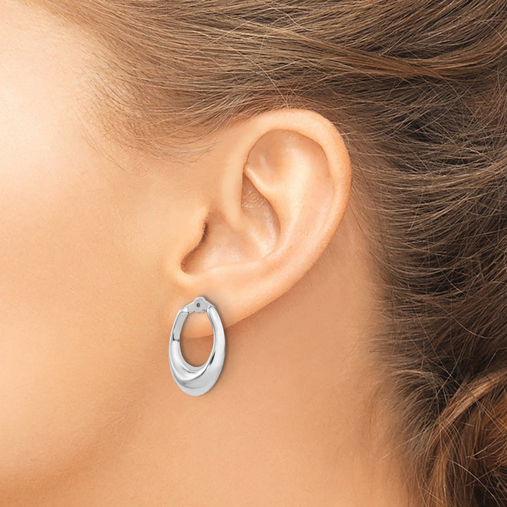 14k White Gold Plain Polished Hoop Earring Jackets