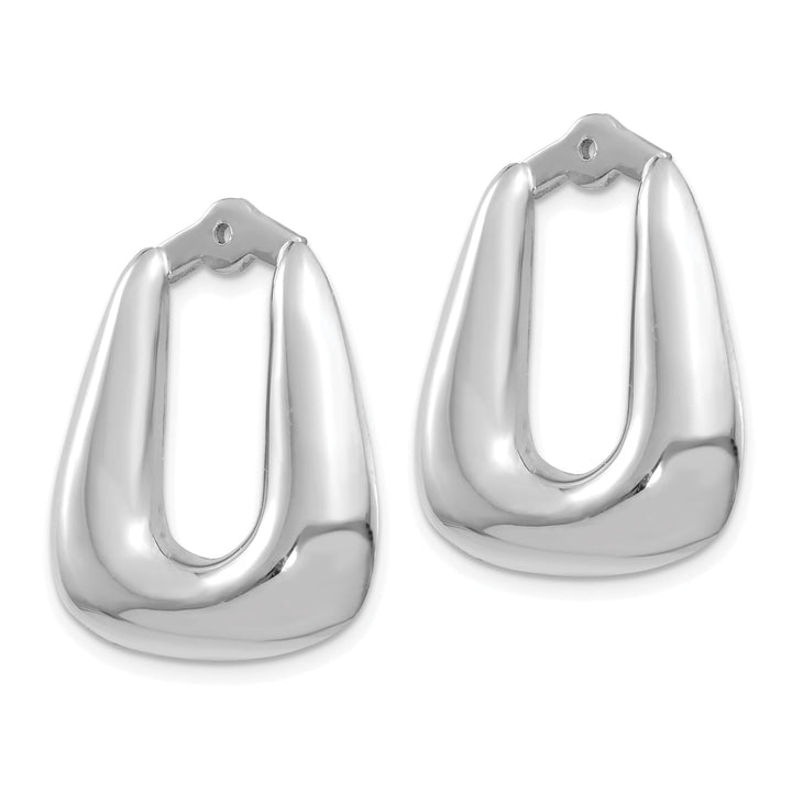 14k White Gold Polished Square Shape Hoop Earring Jackets