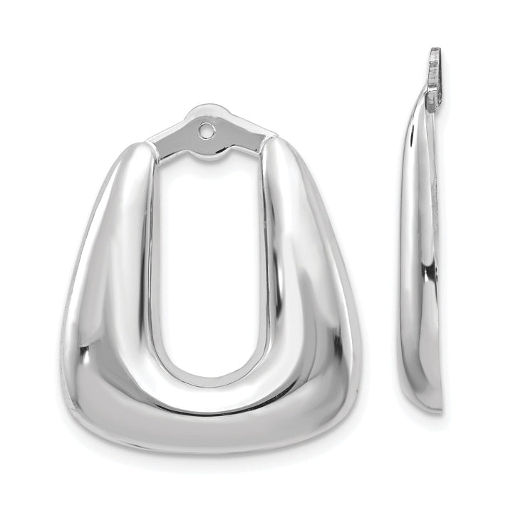 14k White Gold Polished Square Shape Hoop Earring Jackets