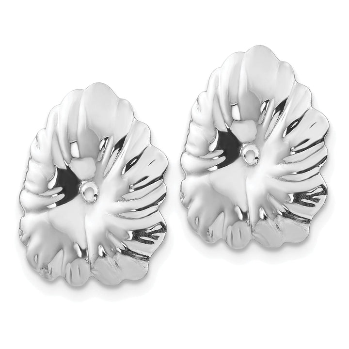 14k White Gold Polished Finish Flora Design Earring Jackets