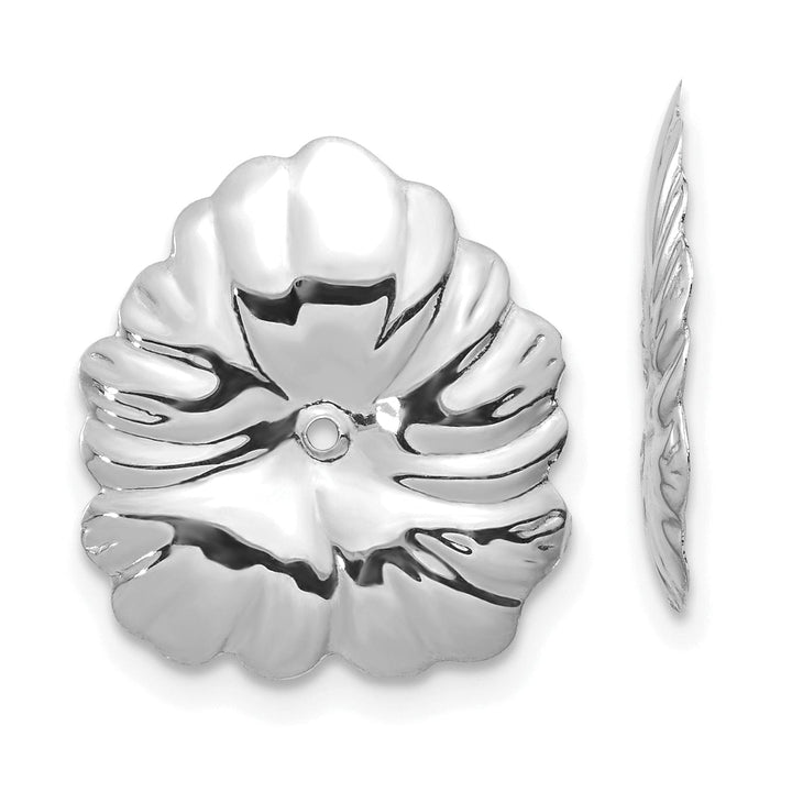 14k White Gold Polished Finish Flora Design Earring Jackets